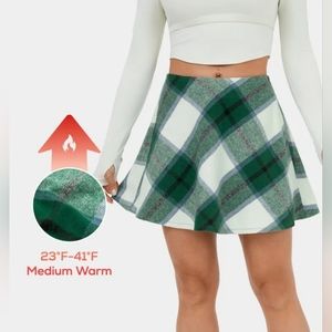 Halara Mid Rise Side Zipper A Line 2-in-1 Plaid Fleece Mini Casual Skirt